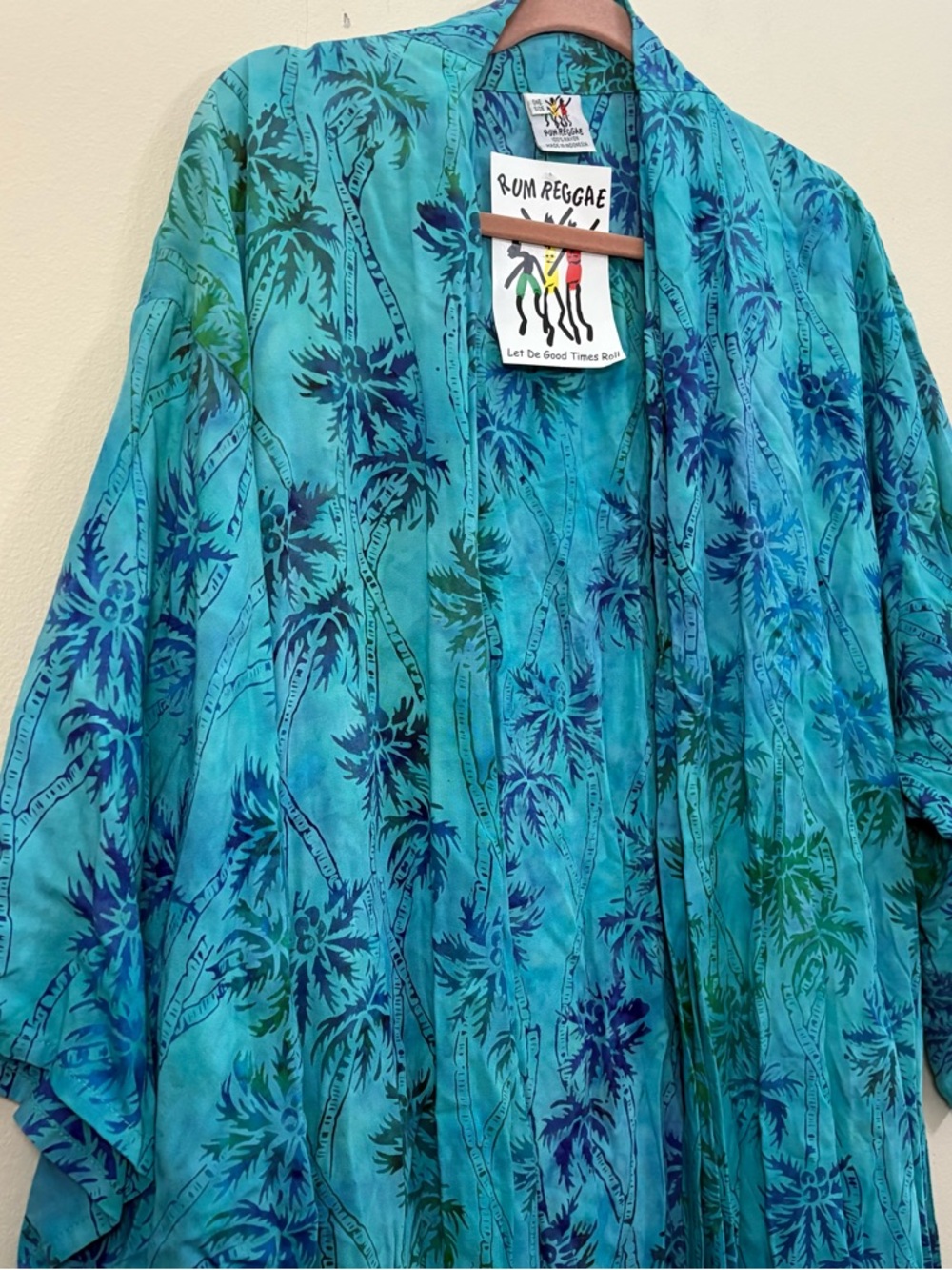 Rum Reggae palm tree Robe OS blue green